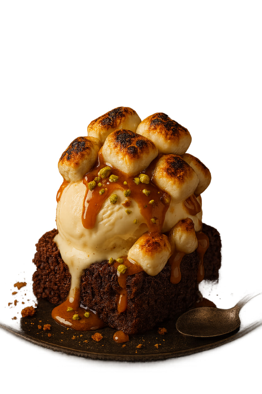 روش خوردن مارشمالو با کیک و بستنی