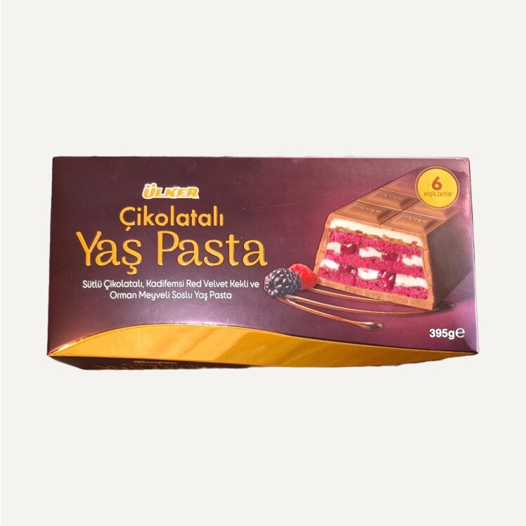 شکلات اولکر یاش پاستا ۳۹۵ گرمی ترکیه با مغز توت فرنگی و خامه چند لایه و روکش شکلاتی