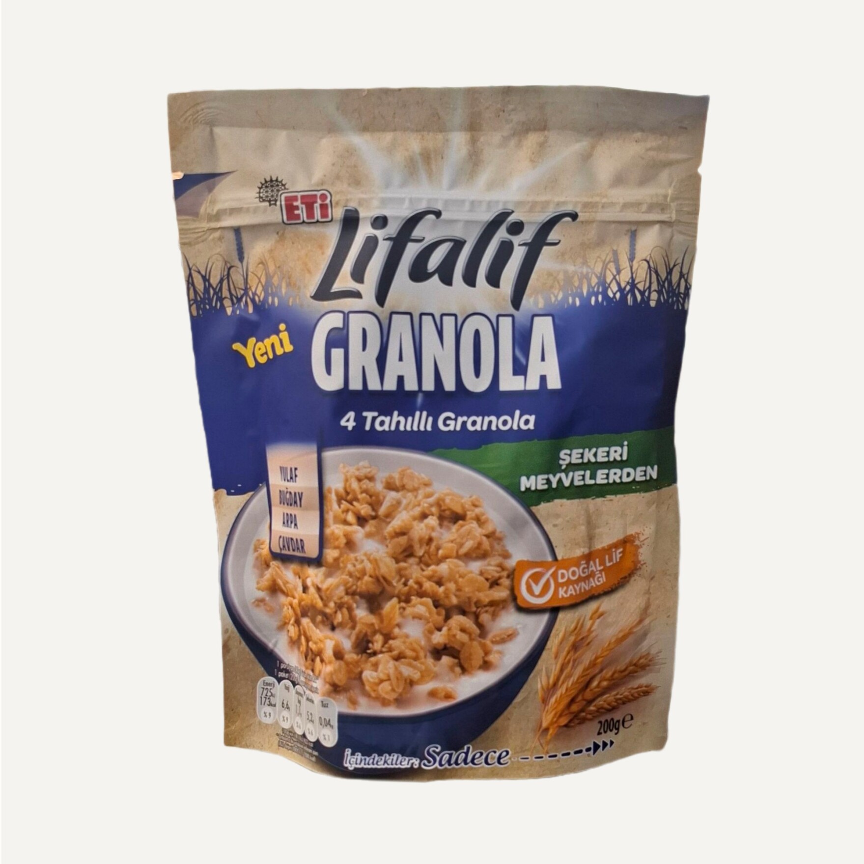 بستهبندی گرانولای چهارغله لیفالیف Eti Lifalif Four Grain Granola وزن 200 گرم
